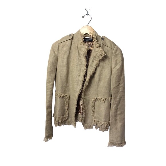 Dolce & Gabbana Women Linen Jacket with fringe Beige 40 - Picture 5 of 16